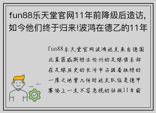 fun88乐天堂官网11年前降级后造访,如今他们终于归来!波鸿在德乙的11年 - 副本
